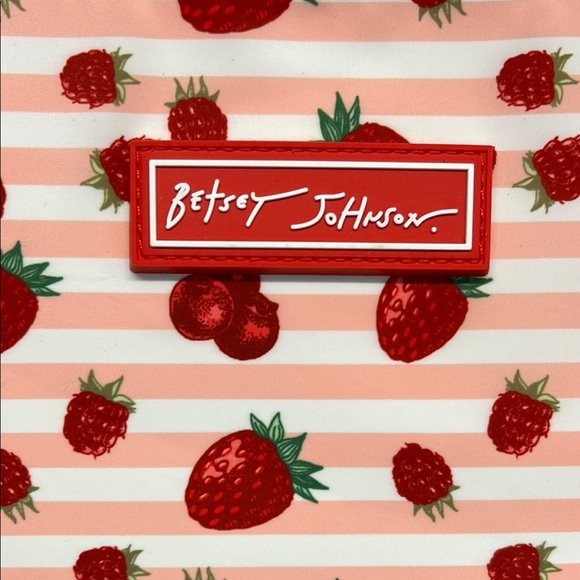 🌸 Betsey Johnson Strawberry 🍓 & Pink Striped Insulated Lunch Bag - Picture 5 of 6